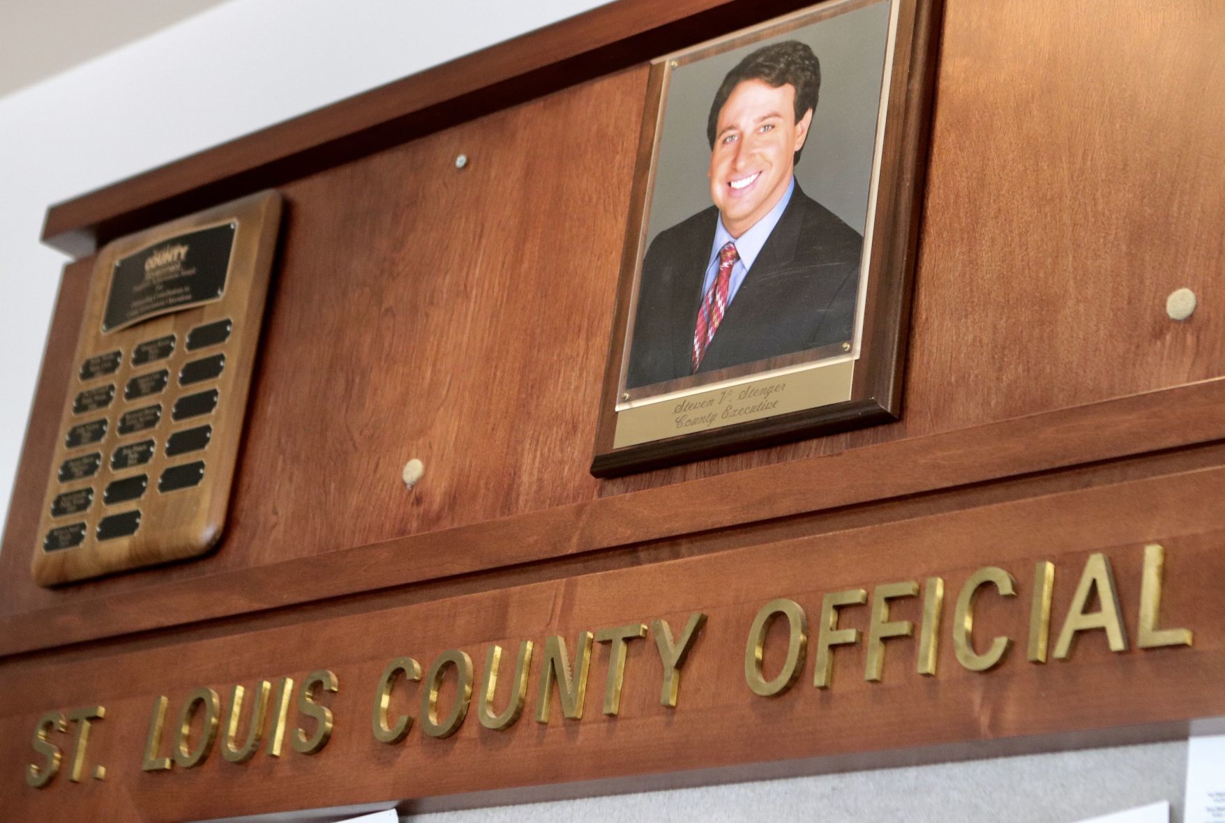 Photo of Steve Stenger at entrance to county government building